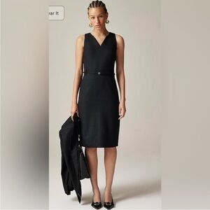 J.Crew Executive dress in stretch linen blend black NEW 2 Petite closet staple